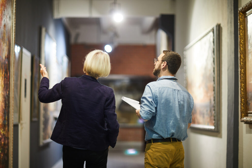 People viewing art in a gallery