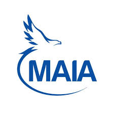 MAIA logo: Blue eagle above the word "MAIA" with a curved line underneath.